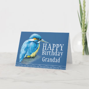 Bleu Grand oiseau fine art peint carte d'anniversa