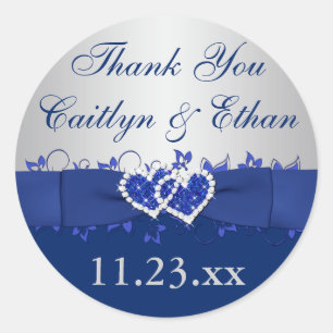 Bleu, Gris Argent Floral Mariage Favoriser Sticker