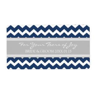 Bleu Gris Chevron Paquet de mariage Étiquettes