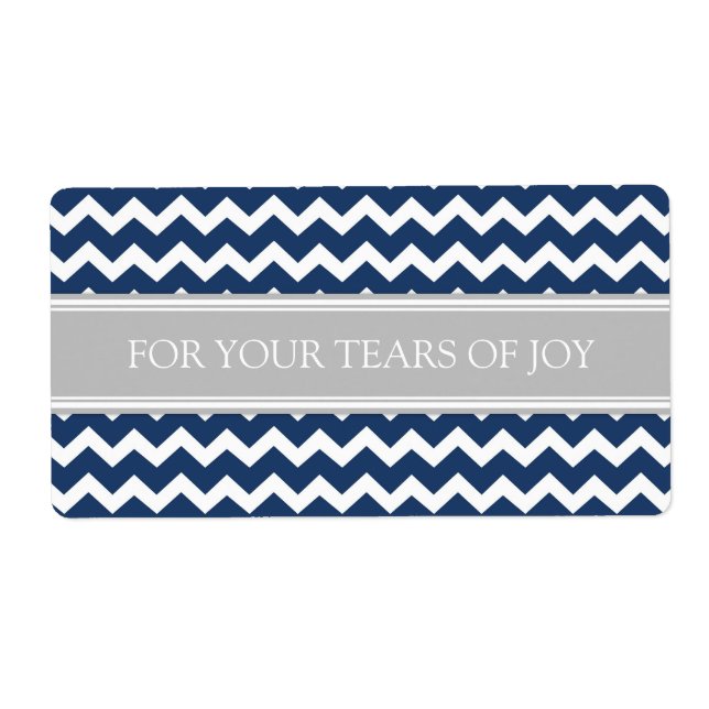Bleu Gris Chevron Paquet de mariage Étiquettes (Devant)