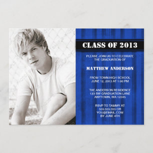 Bleu Grunge - Faire-part de graduation photo