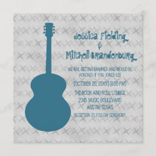 Bleu Guitar Grunge Mariage Invitation