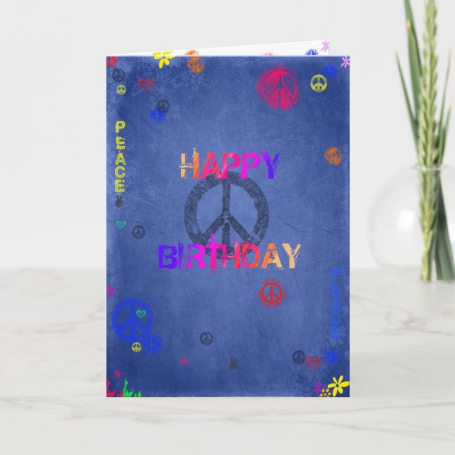 Bleu hippie de carte d'anniversaire de hippie (Devant)