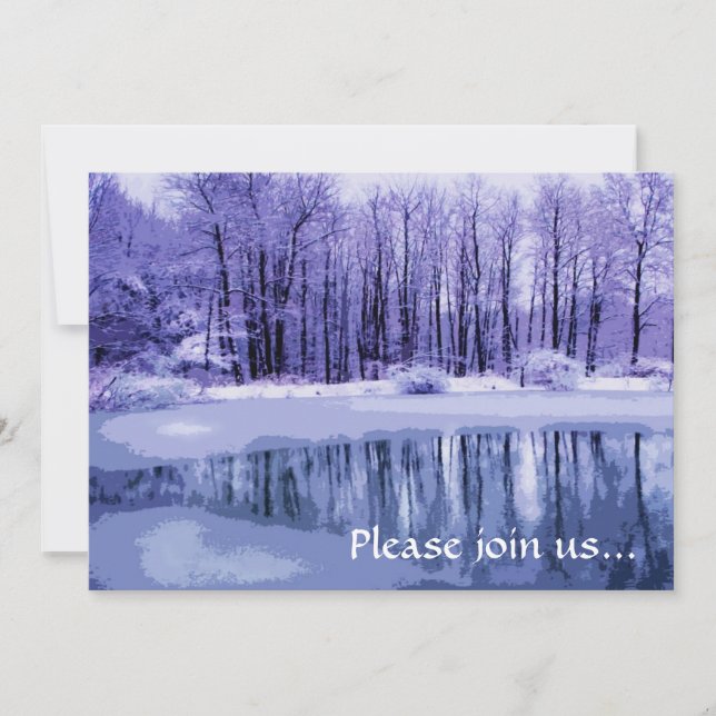 Bleu Hiver Étang Fête de Noël Invitation (Devant)