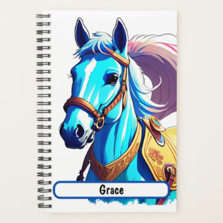 Bleu Horse Planner Avec Nametag Personnalisable