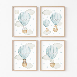 Bleu Hot Air Balloon, Animaux mignons, Garçon Nurs