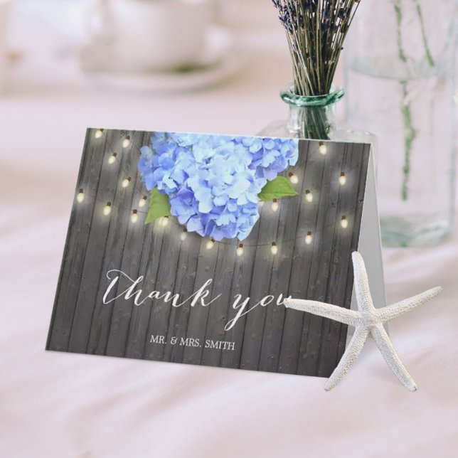 Bleu Hydrangea Chaîne Lumières Barre Merci en bois (Créateur téléchargé)