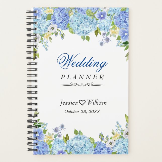 Bleu Hydrangea Verdure Floral Wedding planner (Devant)