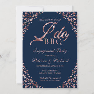 Bleu I DO BBQ Engagement Party Invitation