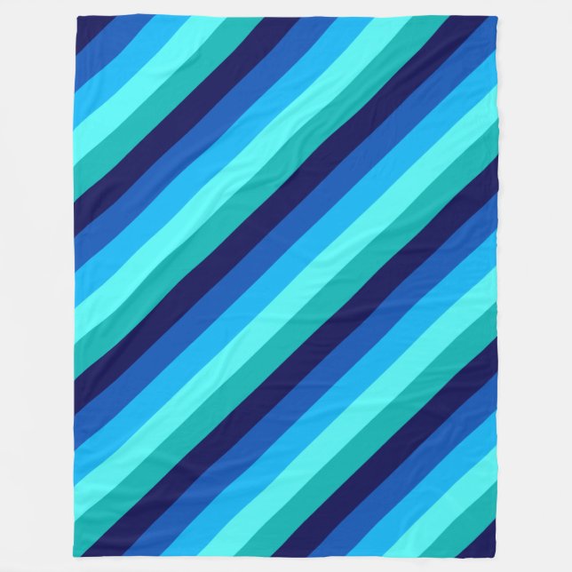 Bleu Icy Turquoise rayures Grande couverture en po (Devant)