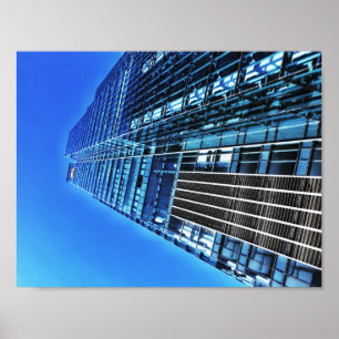 Bleu Industrial Building A4 Poster