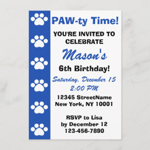 Bleu - Invitation à la fête d'anniversaire pour ch