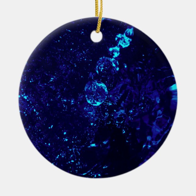 Bleu jacuzzi bulles rond ornement de Noël (Devant)