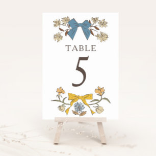 Bleu Jaune Boho Bows Mariage Numéro de table