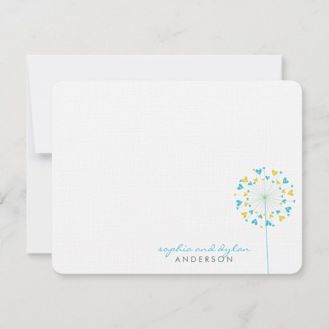 Bleu Jaune Dandelions Aimer Mariage Carte de remer (Devant)