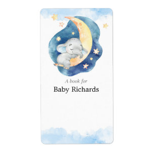 Bleu jaune éléphant baby shower étiquette autocoll