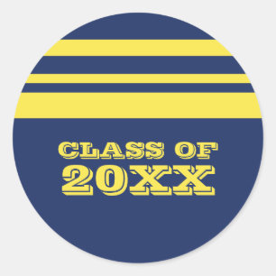 Bleu/Jaune Gras Stickers Graduation