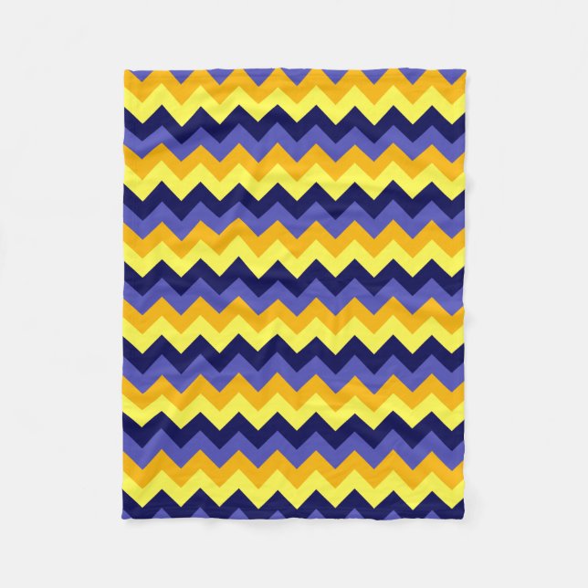 Bleu Jaune Or Chevrons Petite couverture en polair (Devant)