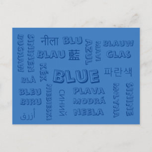 Bleu - Langues de couleur sur cartes postales