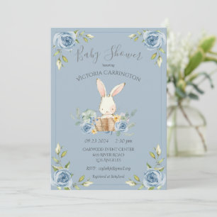 Bleu lapin lapin garçon Baby shower Invitation