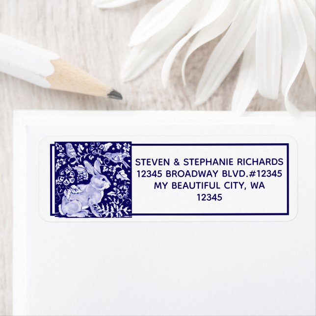 Bleu lapin lapin Oiseau floral Dedham Delft (En situation)