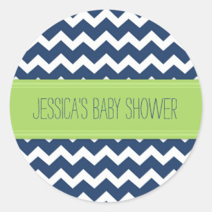 Bleu Lime Chevron Baby shower Favoriser Stickers