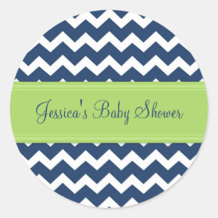 Bleu Lime Chevron Baby shower Favoriser Stickers