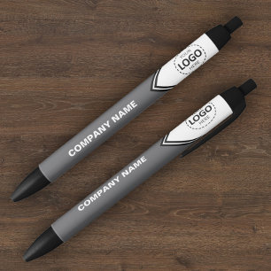 Bleu Logo de l'entreprise et stylo gris texto