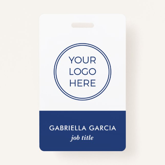 Bleu Logo des employés Code à barres badge (Devant)