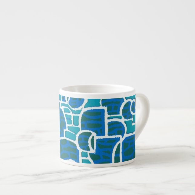 Bleu, Magenta Abstrait Espresso Mug (Devant droit)