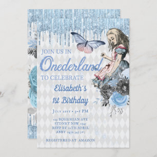Bleu Magique Ice Alice Invitation d'anniversaire