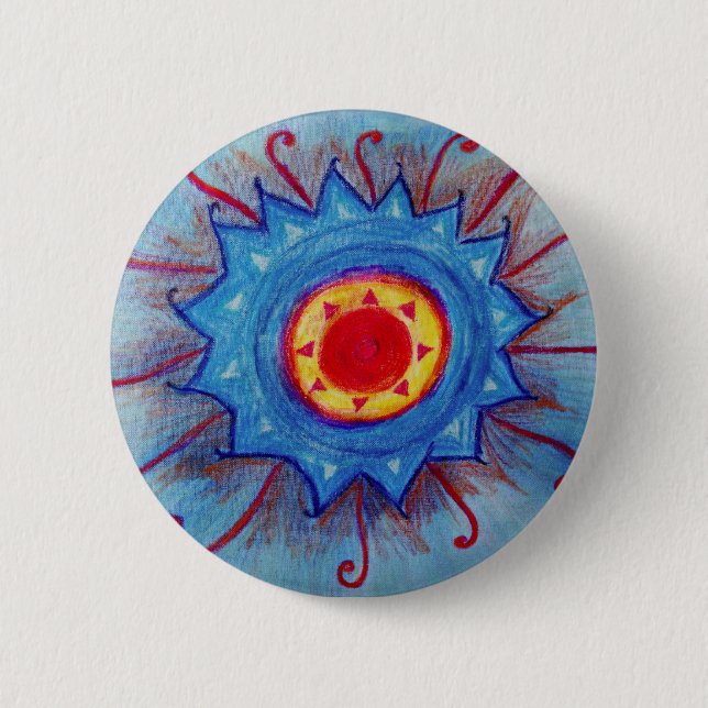 Bleu Mandala Round Badge (Devant)