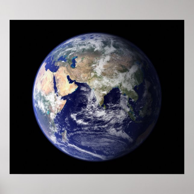 Bleu Marbre Est Vue de la Terre Poster (Devant)
