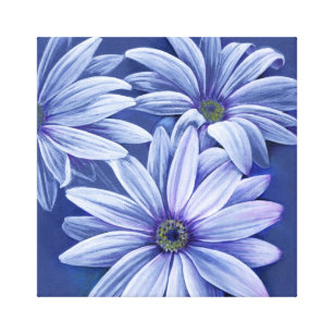 Bleu marguerite florale toile d'art original