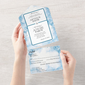 bleu marine avec des fleu All in One Wedding Invit All In One Invitation