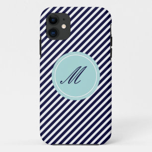 Bleu Marine & Blancs avec Monogram iPhone 5 Coque