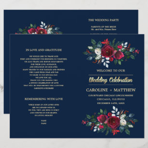 Bleu Marine   Bourgogne Red Floral programmes de m