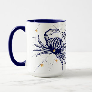Bleu marine de zodiaque de Cancer et tasse de