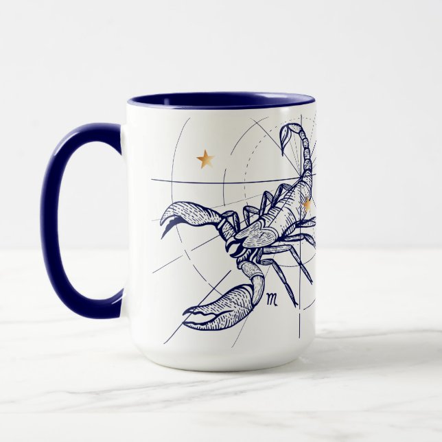 Bleu marine de zodiaque de Scorpion et tasse de (Gauche)