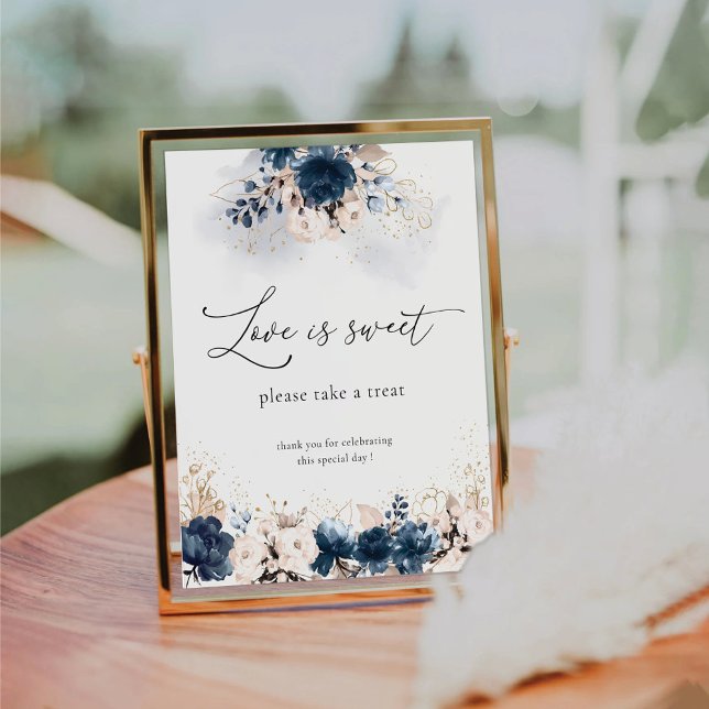 Bleu marine et Dusty Rose L'amour est doux signe (Créateur téléchargé)