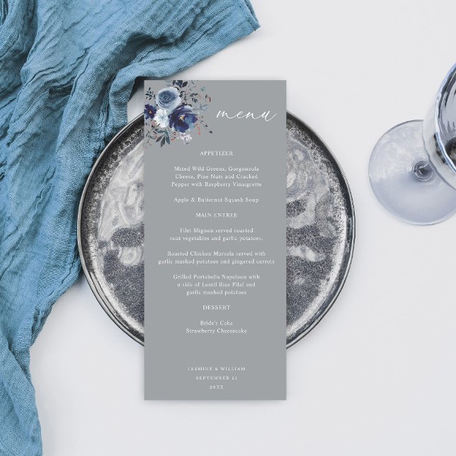 Bleu & Marine Floral Haut menu - gris 2 (Créateur téléchargé)