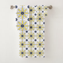 Bleu marine & jaune Daisy méditerranéenne 