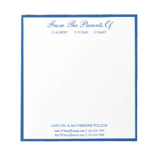 Bleu Marine Moderne Des Parents Du Bloc-Notes