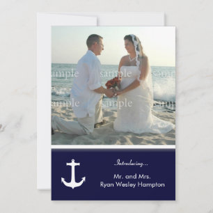 Bleu marine Nautique Post-Mariage Invitations phot