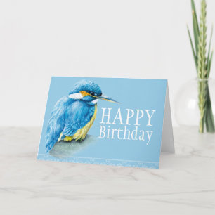 Bleu martin pêcheur art peint carte d'anniversaire