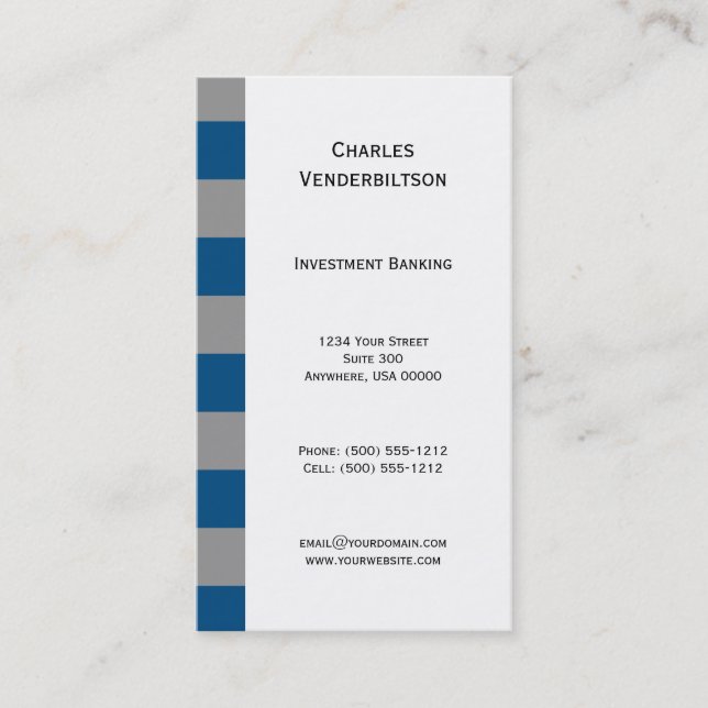 Bleu masculin et le gris ajuste le carte de visite (Devant)