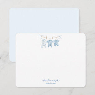 Bleu mignon Bébé Bébé garçon Carte de remerciement