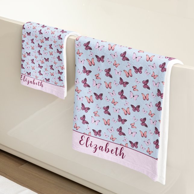 Bleu mignon et rose papillon Nom personnalisé Fill (Créateur téléchargé)