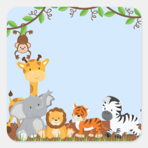 Bleu mignon Jungle Baby Sticker animal