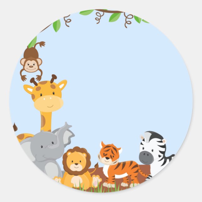 Bleu mignon Jungle Baby Sticker animal (Devant)